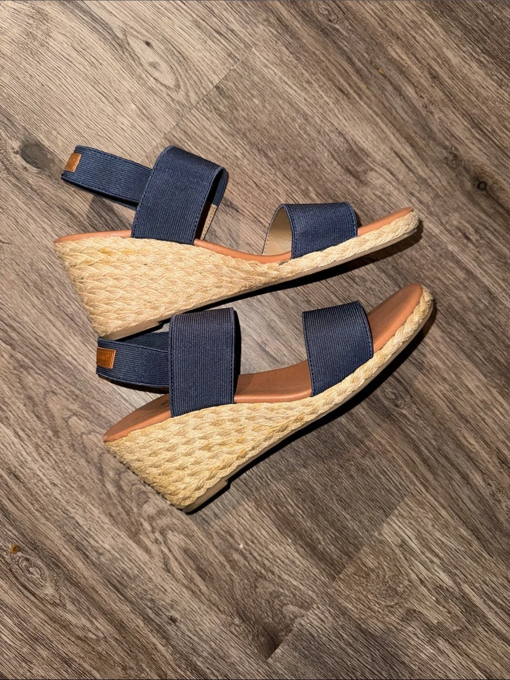 Tommy Bahama Navy Elastic Espadrille Wedge Sandals